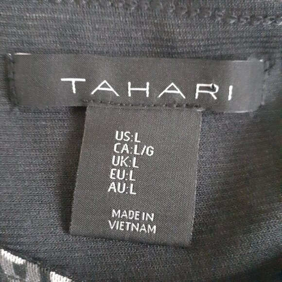 Tahari Women's Large Black, White & Gray Leopard Print Long Sleeve Mesh Blouse - Picture 7 of 12